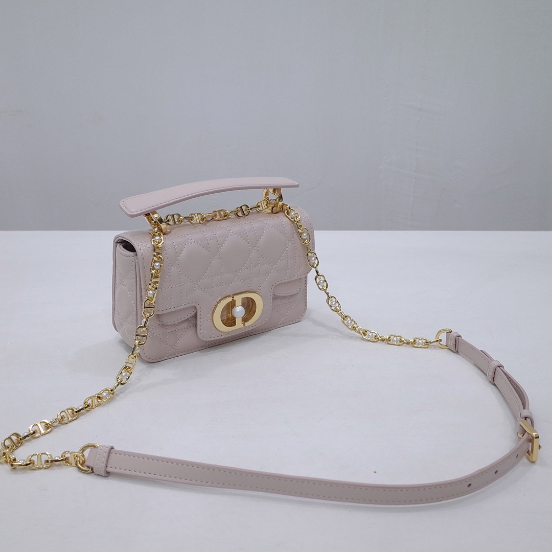 Mini Dior Jolie Top Handle Bag Powder Beige Cannage Calfskin